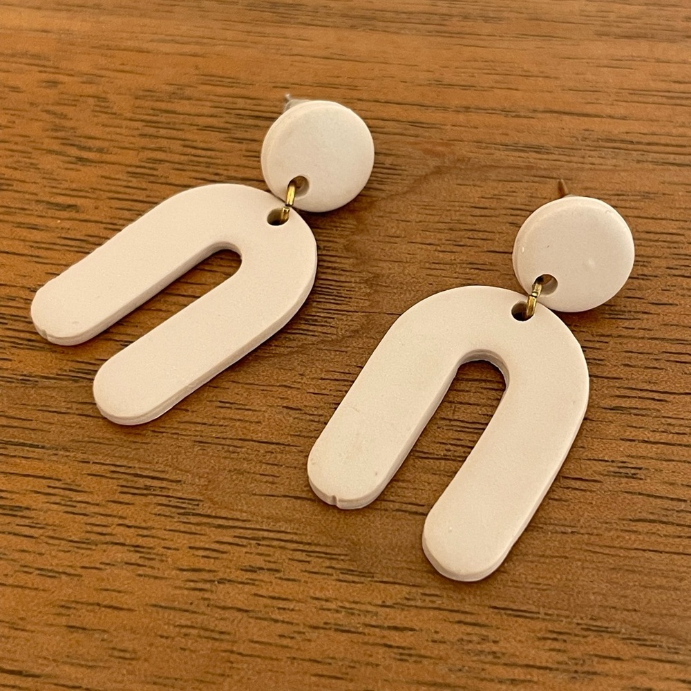 Cream Minimalist Polymer Clay Earrings